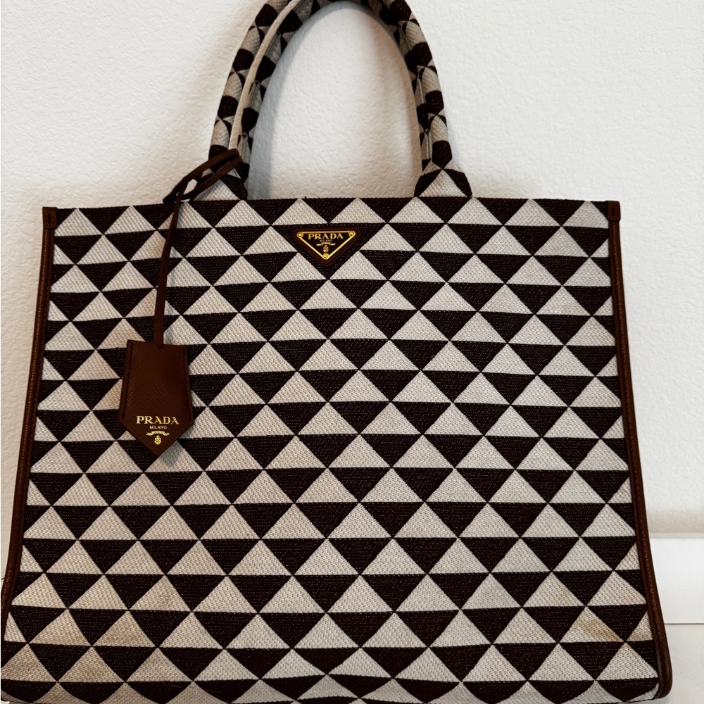 Prada Large Triangolo Tobacco Tote Bag